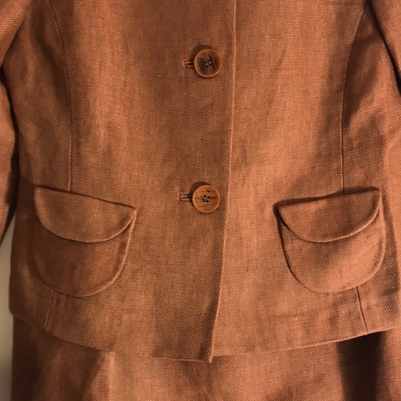 KASPER LINEN COTTON 2 PC SUIT JACKET SKIRT SIZE 4P PETITE - Picture 3 of 7